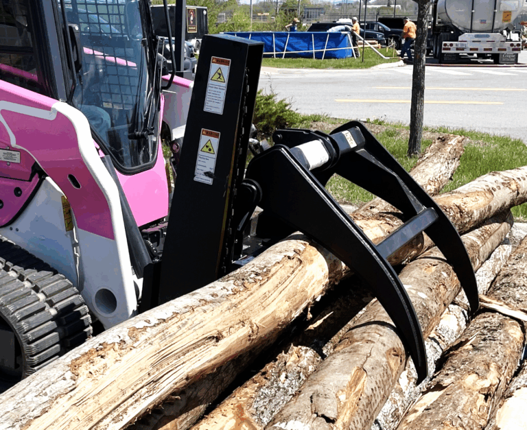 The HWP-275 GS attachment grabs and lifts logs.