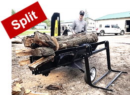 The Halverson HWP-120 TR splitting a log