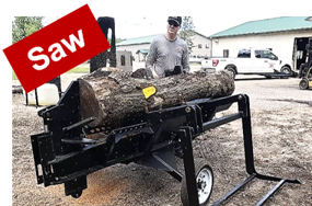 The Halverson HWP-120 TR sawing a log